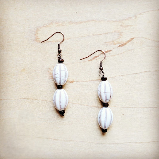 **White Turquoise Melon Bead Earrings 220y