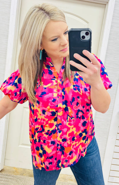 Pink & Purple Leopard Blouse