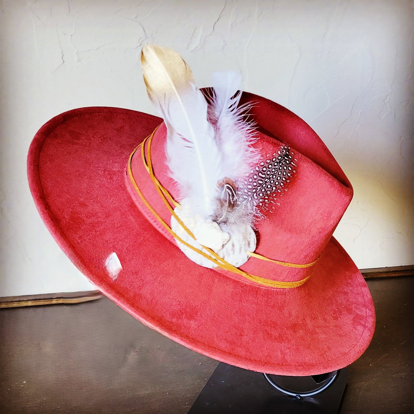 Boho Western Hat w/ Choice of Feather Hat Band-Rust 982g