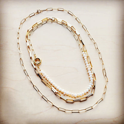 Matte Gold Large Chain Link Layering Necklace 255n