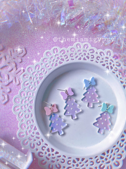 Iridescent Christmas Tree Earrings