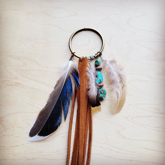 Boho Western Boot Bling Charm with Leather Fringe 500a