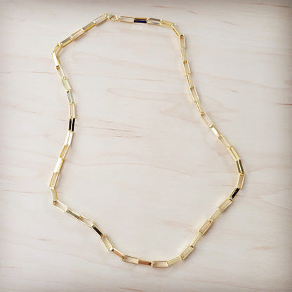 Matte Gold Large Chain Link Layering Necklace 255n