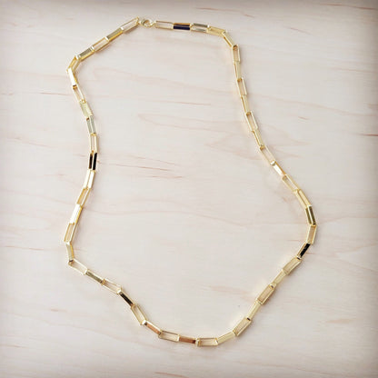 Gold Large Chain Link Layering Necklace 22" length 255o