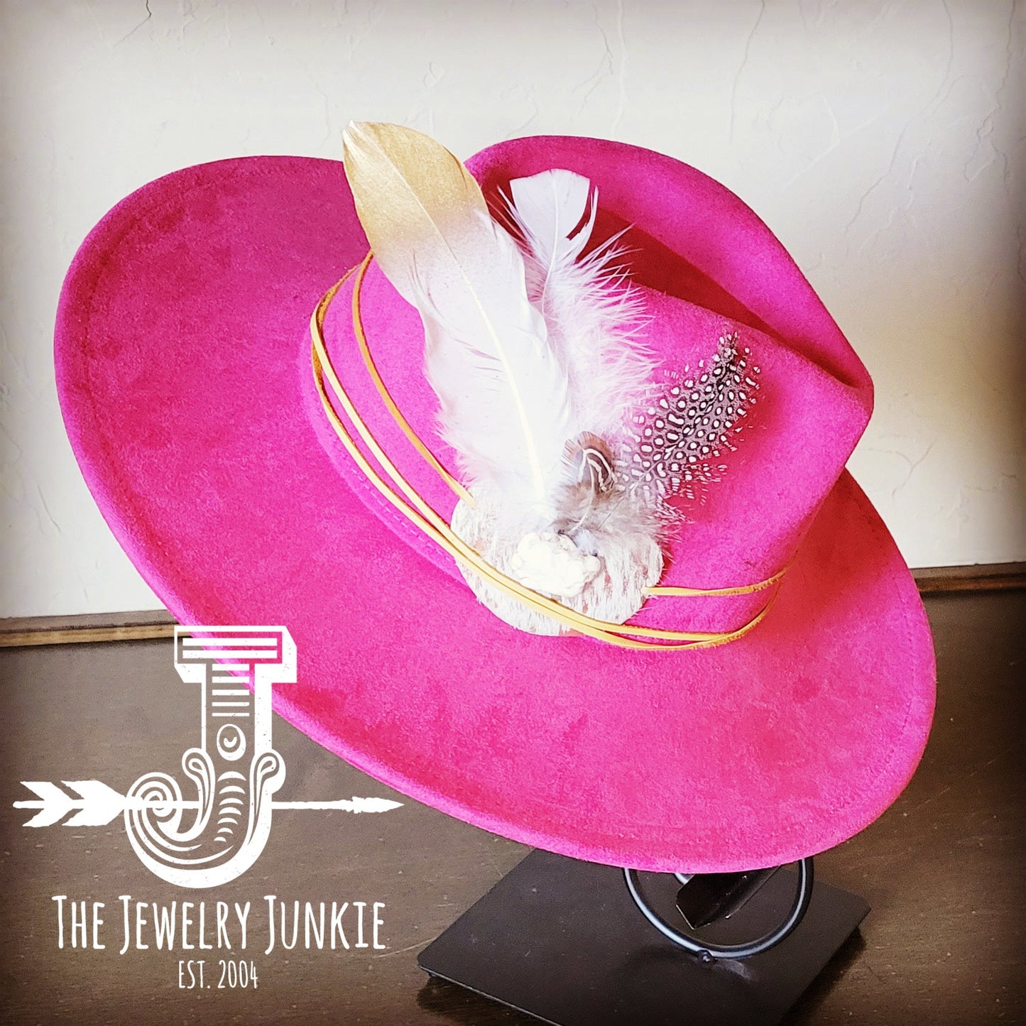 Boho Western Hat w/ Choice of Feather Hat Band-Magenta 982e