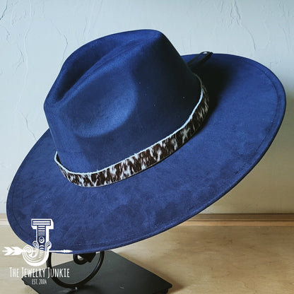 Boho Western Felt Hat w/ Choice of Hatband- Navy 990a