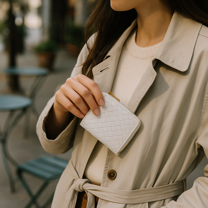 WOVEN LEATHER SMALL WALLET