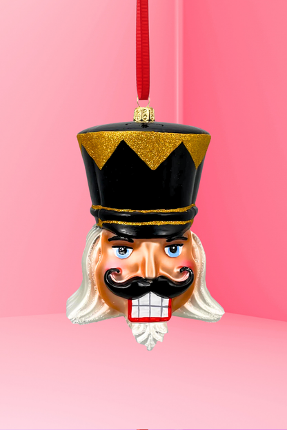 Midnight Black Glass Nutcracker Ornament
