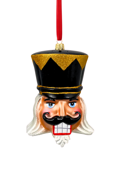 Midnight Black Glass Nutcracker Ornament