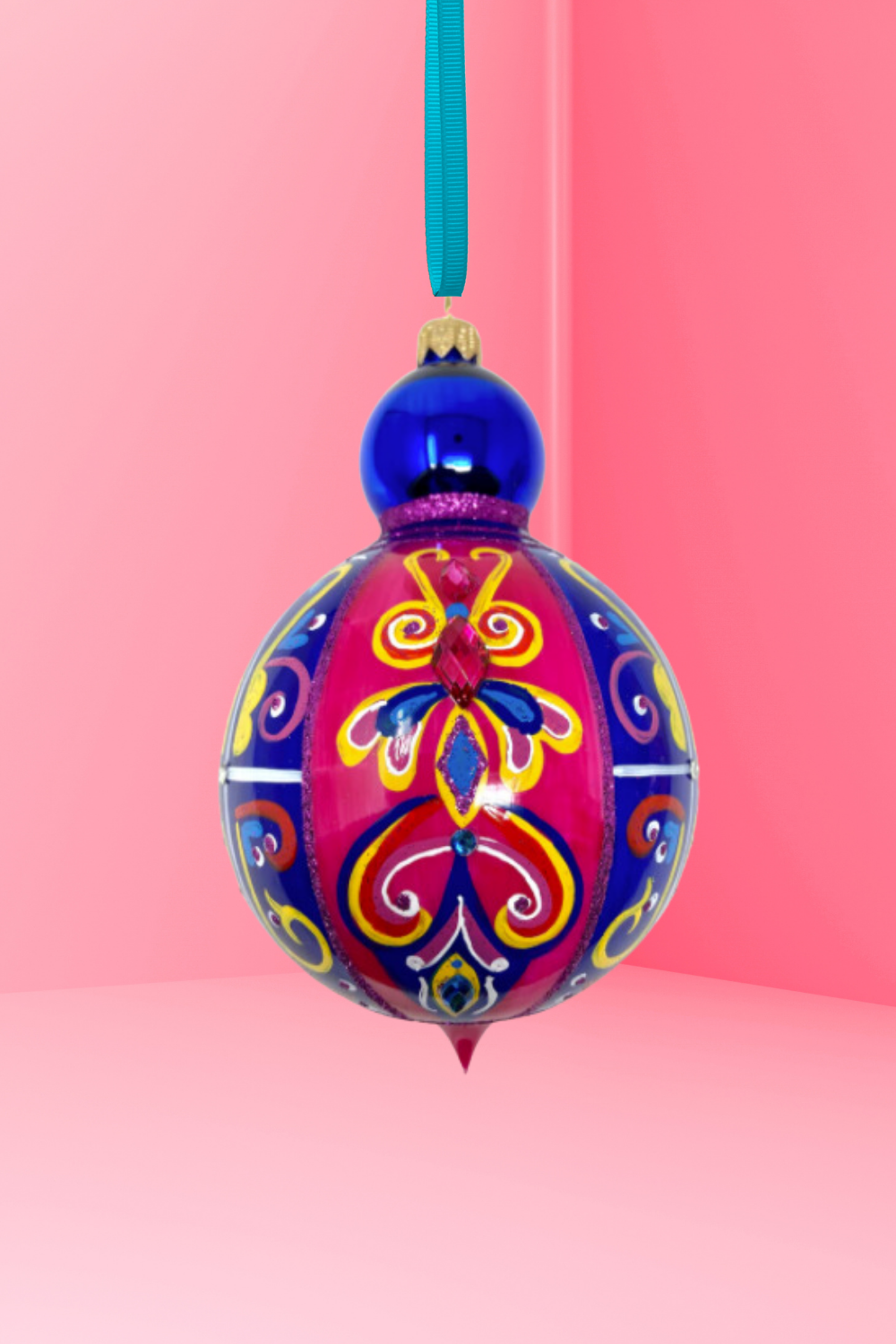 Floral Bloom Polish Glass Bauble