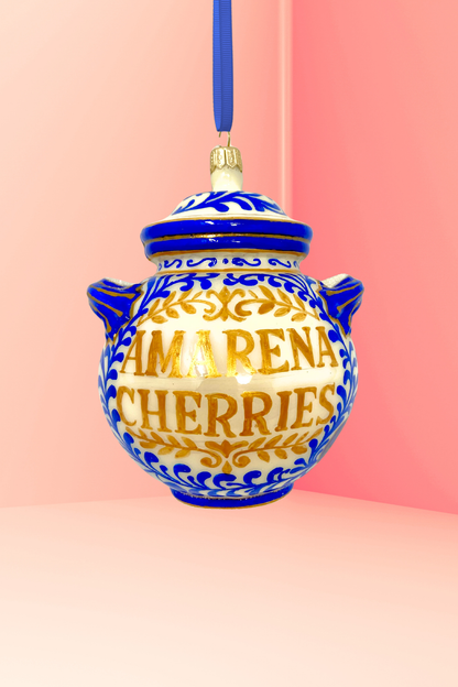 Amarena Cherry Jar Glass Christmas Ornament