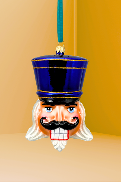 Royal Blue Glass Nutcracker Ornament