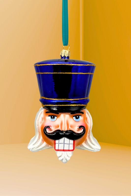 Royal Blue Glass Nutcracker Ornament