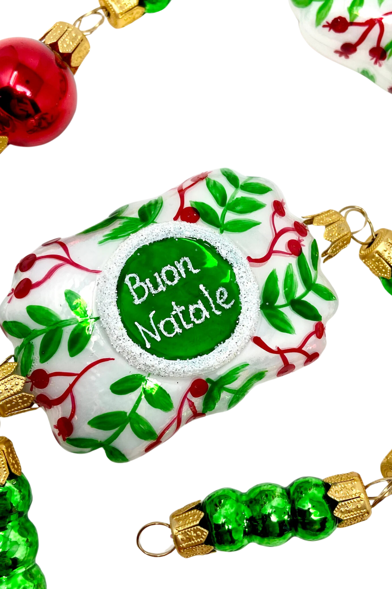 Buon Natale Glass Tree Garland