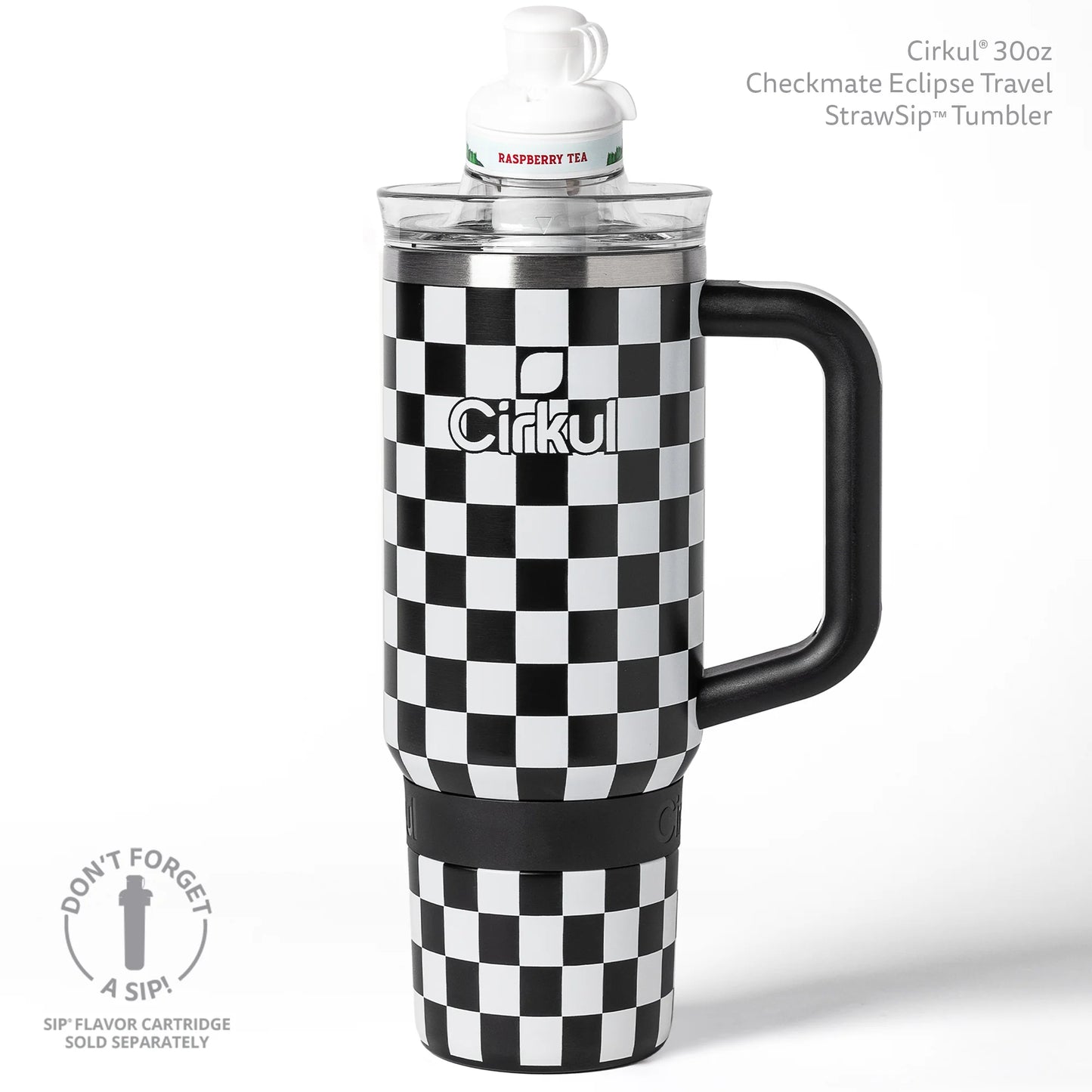 Cirkul 30oz Travel StrawSip Double-Wall Insulated Stainless Steel Tumbler with Handle, Azure Shimmer (Light Teal Sparkle)