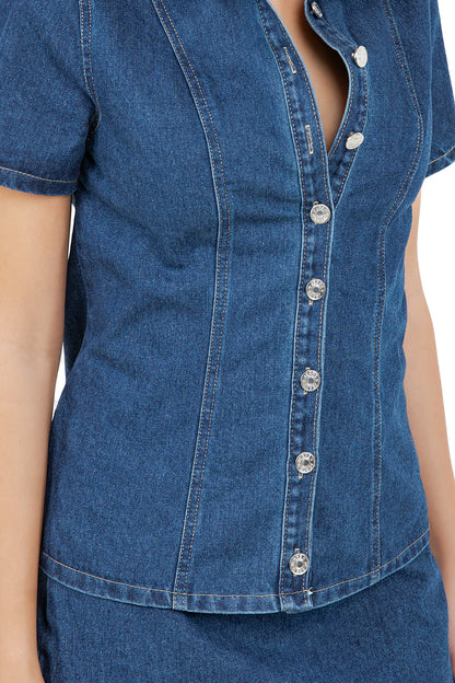 WOMEN FASHION DENIM TOP AND SKIRT SET