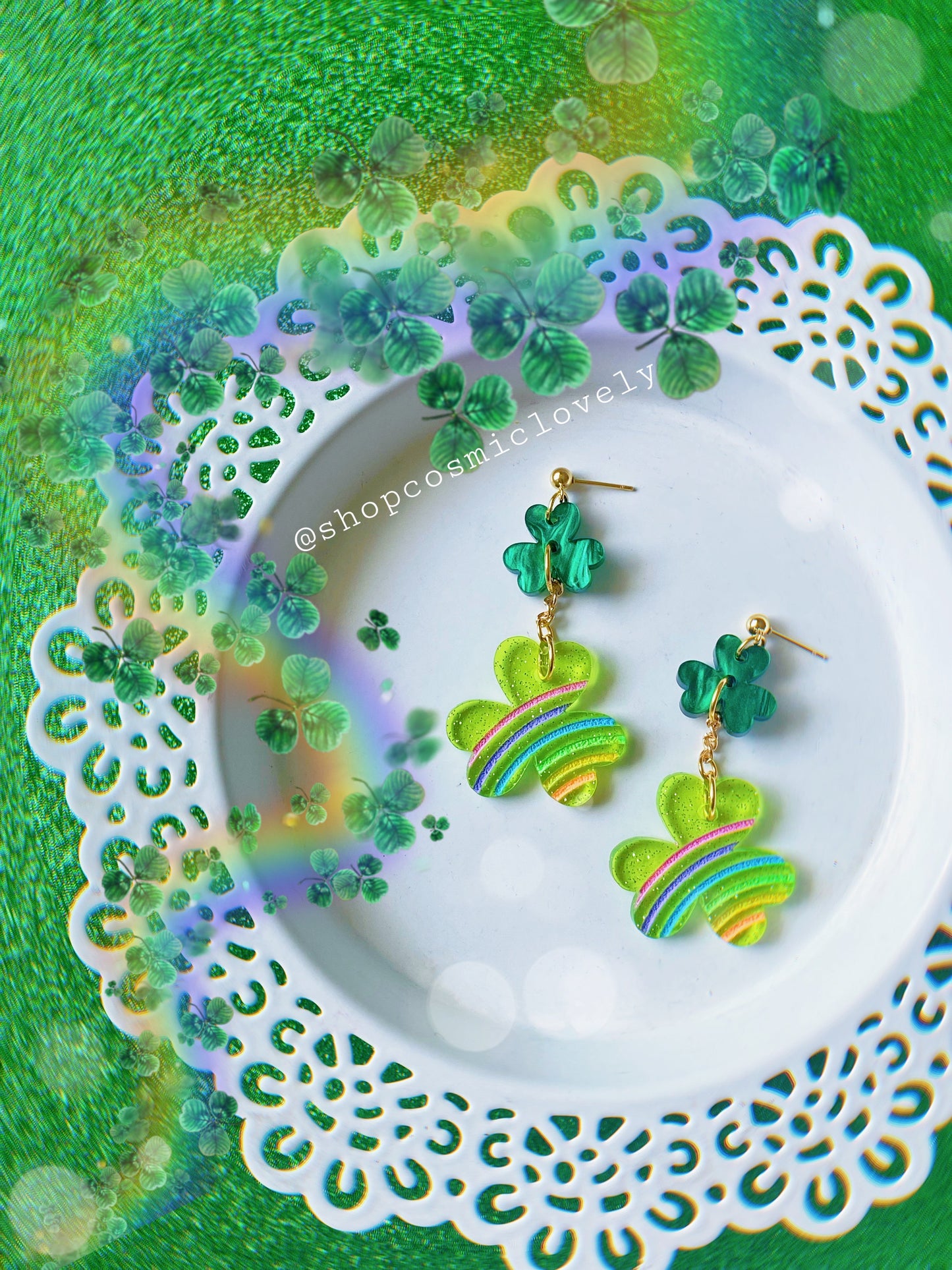 Rainbow Shamrock Earrings