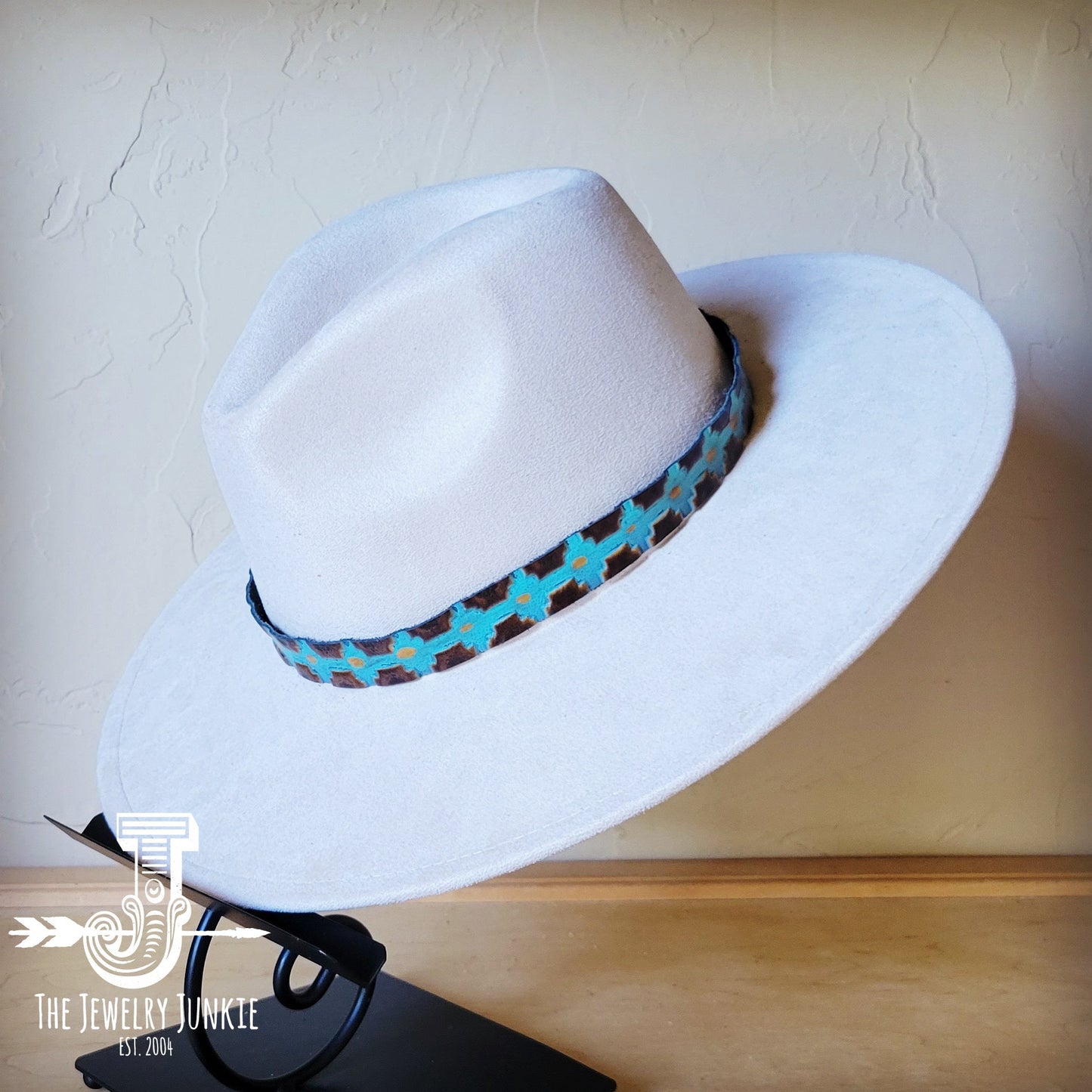 Blue Navajo Embossed Leather Hat Band Only 950a