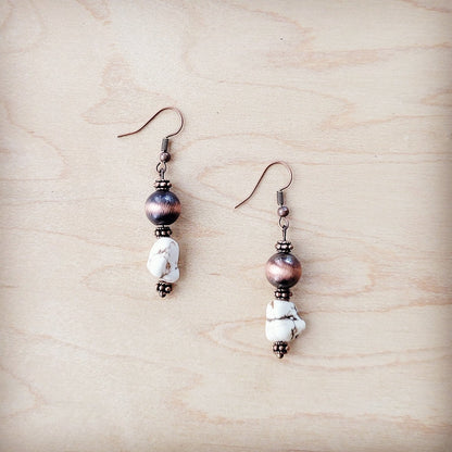 Western White Turquoise w/ Copper Bead Drop Earring 200x