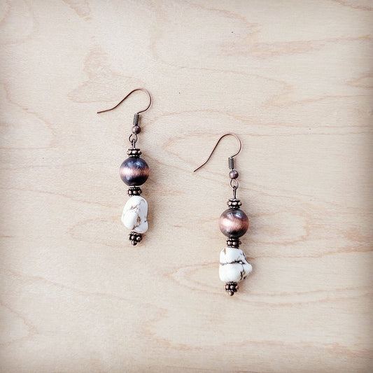 Western White Turquoise w/ Copper Bead Drop Earring 200x