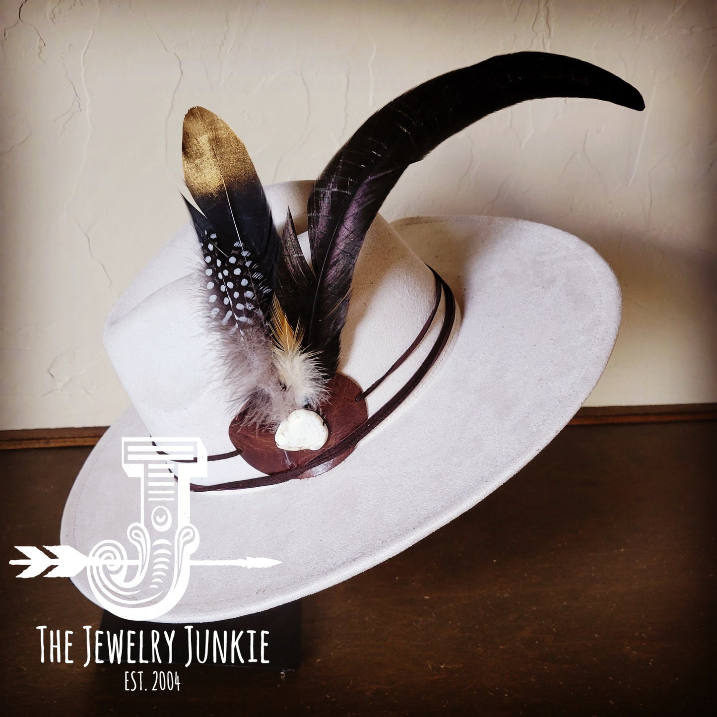 Boho Western Hat w/ Choice of Feather Hat Band-Bone 981z