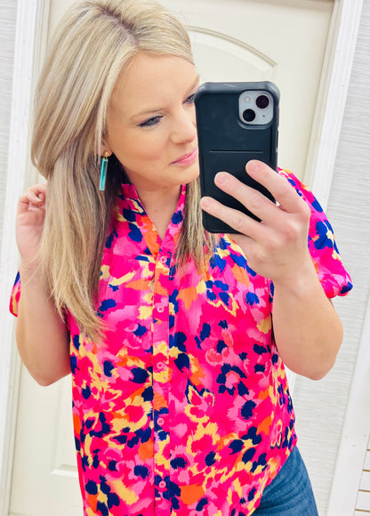 Pink & Purple Leopard Blouse