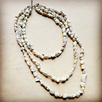 **White Turquoise Triple Strand Necklace 256a