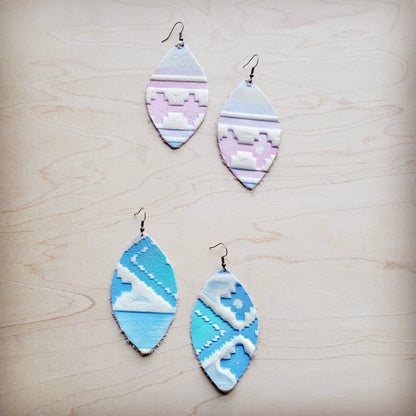 **Leather Oval Earring-Pastel Navajo 224v