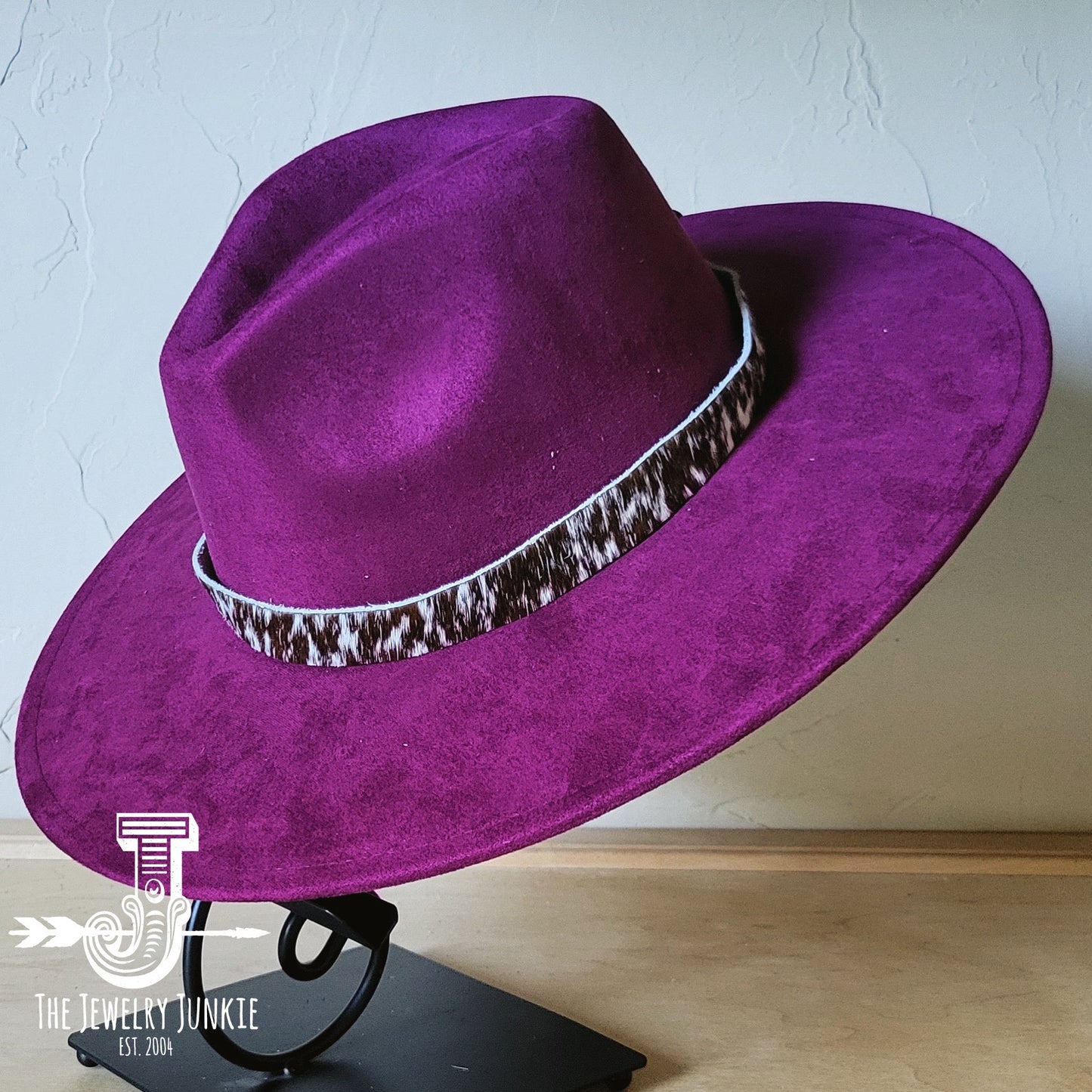 Boho Western Felt Hat w/ Choice of Hatband- Plum 990b
