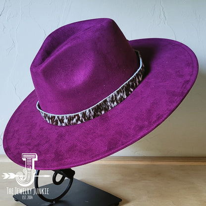 Boho Western Felt Hat w/ Choice of Hatband- Plum 990b
