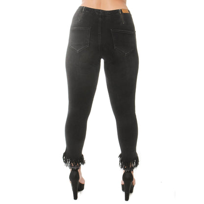 Fashion Style High Low Fringed Leg Jeans