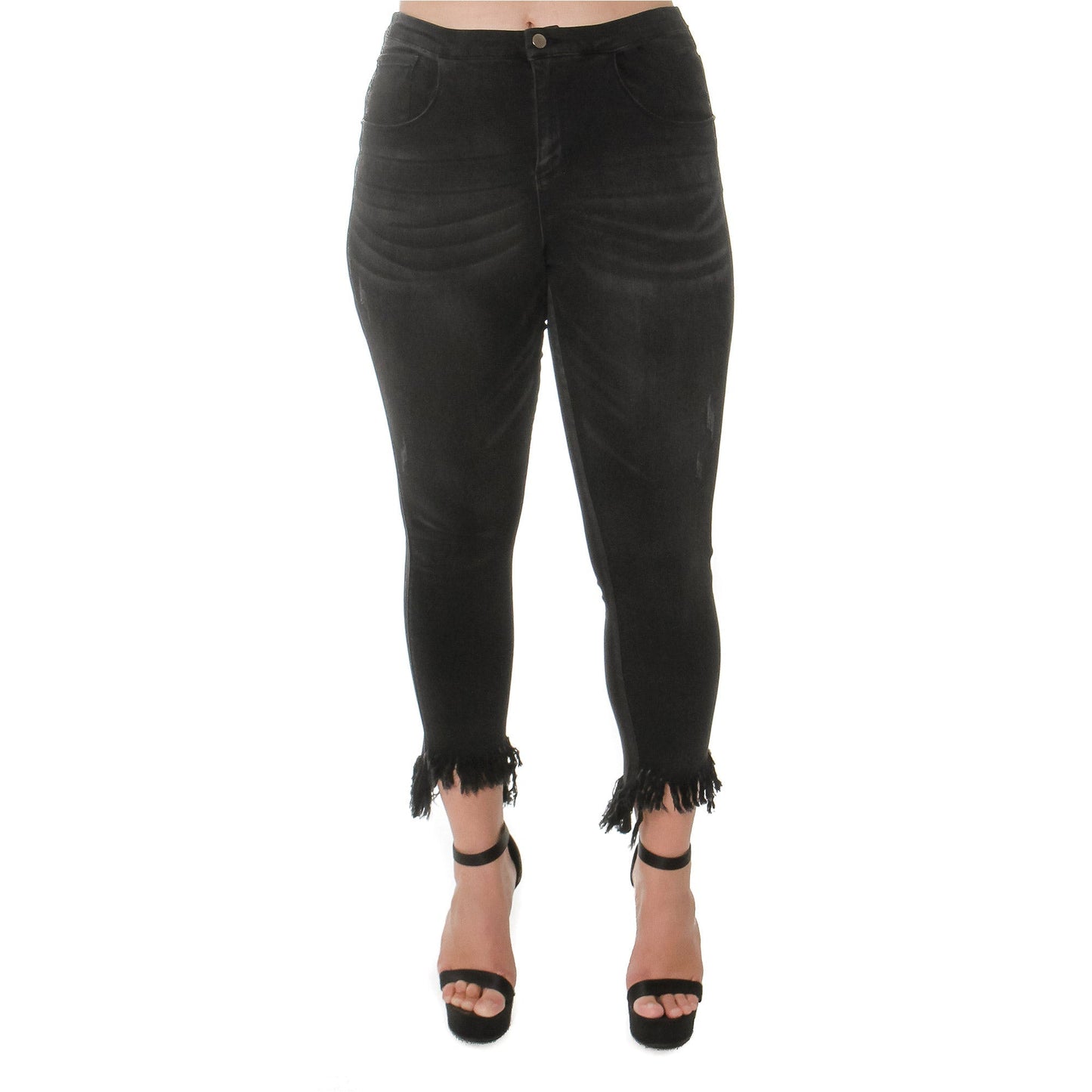 Fashion Style High Low Fringed Leg Jeans