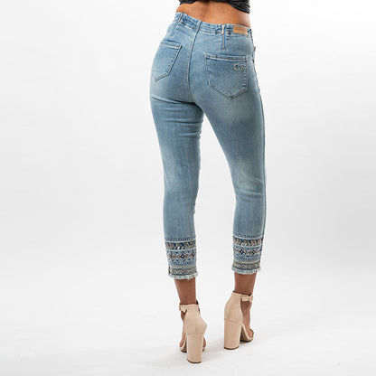 Chevron Beaded Hem Capris