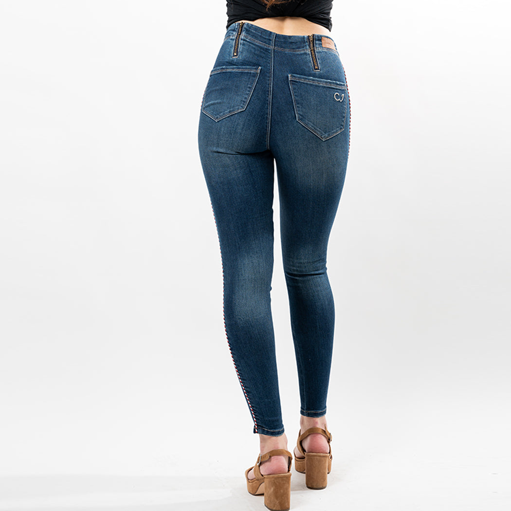 Braided Side Trim Ankle Skinny