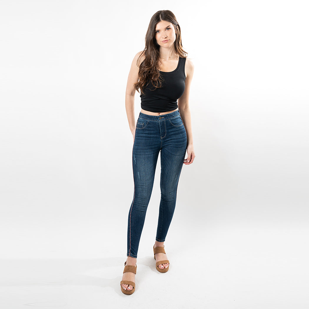 Braided Side Trim Ankle Skinny