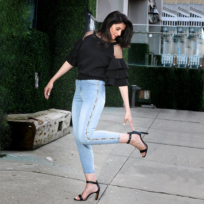 Beaded Snake Trim Side Insert Capris