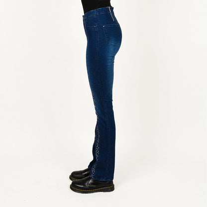 Laced Up Leg Print Insert Skinny