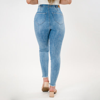 Embellished Distressed Capris