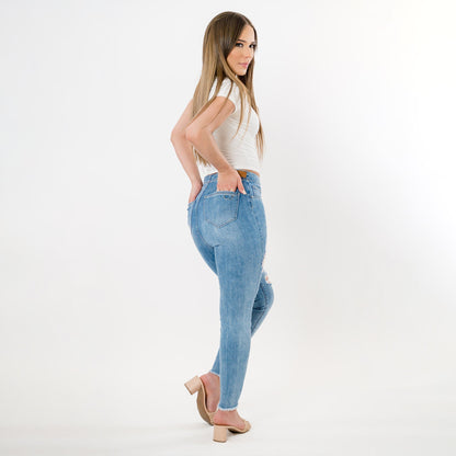 Embellished Distressed Capris