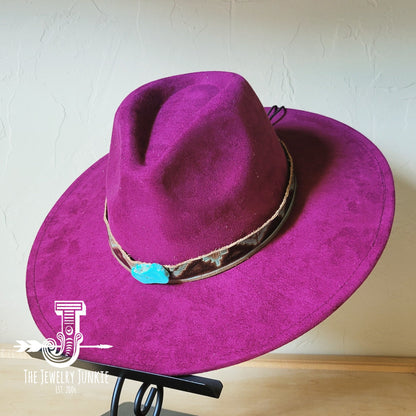 Boho Western Felt Hat w/ Choice of Hatband- Plum 990b