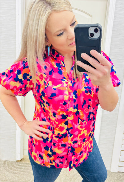 Pink & Purple Leopard Blouse
