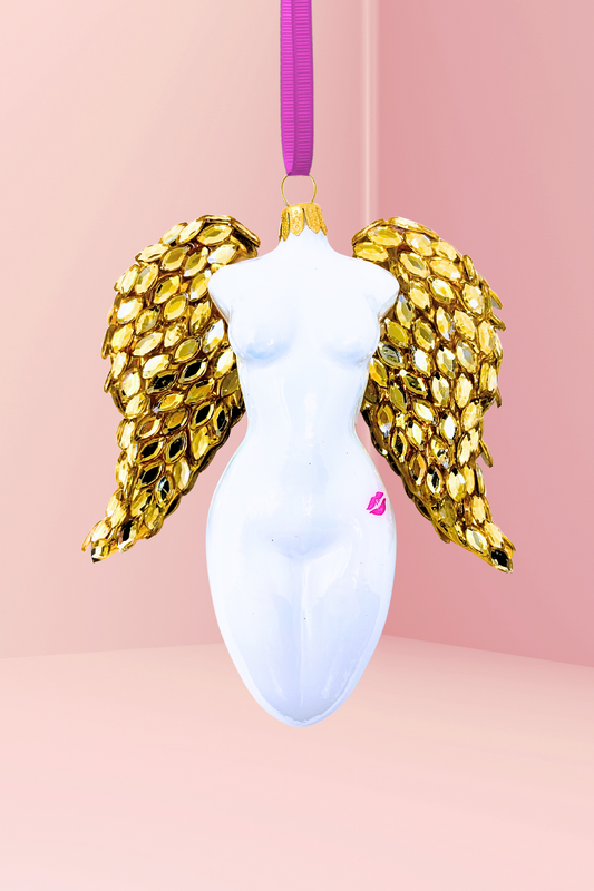 Golden Luxe Winged Angel Sculpture Glass Ornament