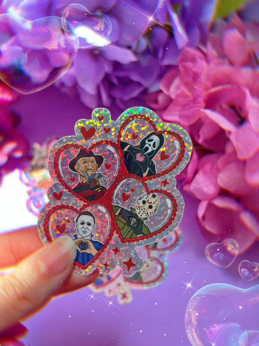 Red Heart Spooky Dude Heart Stickers