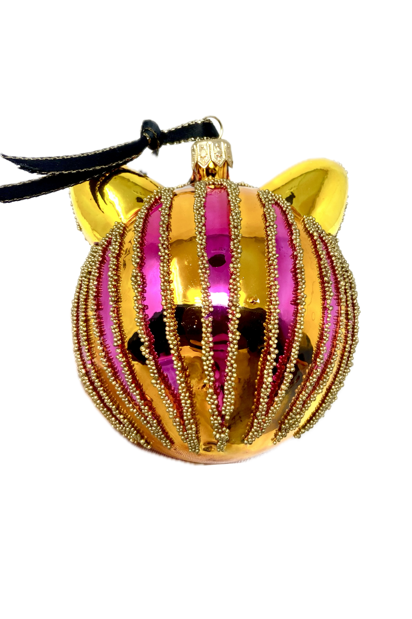 Citrine Cheshire Cat Glass Ornament