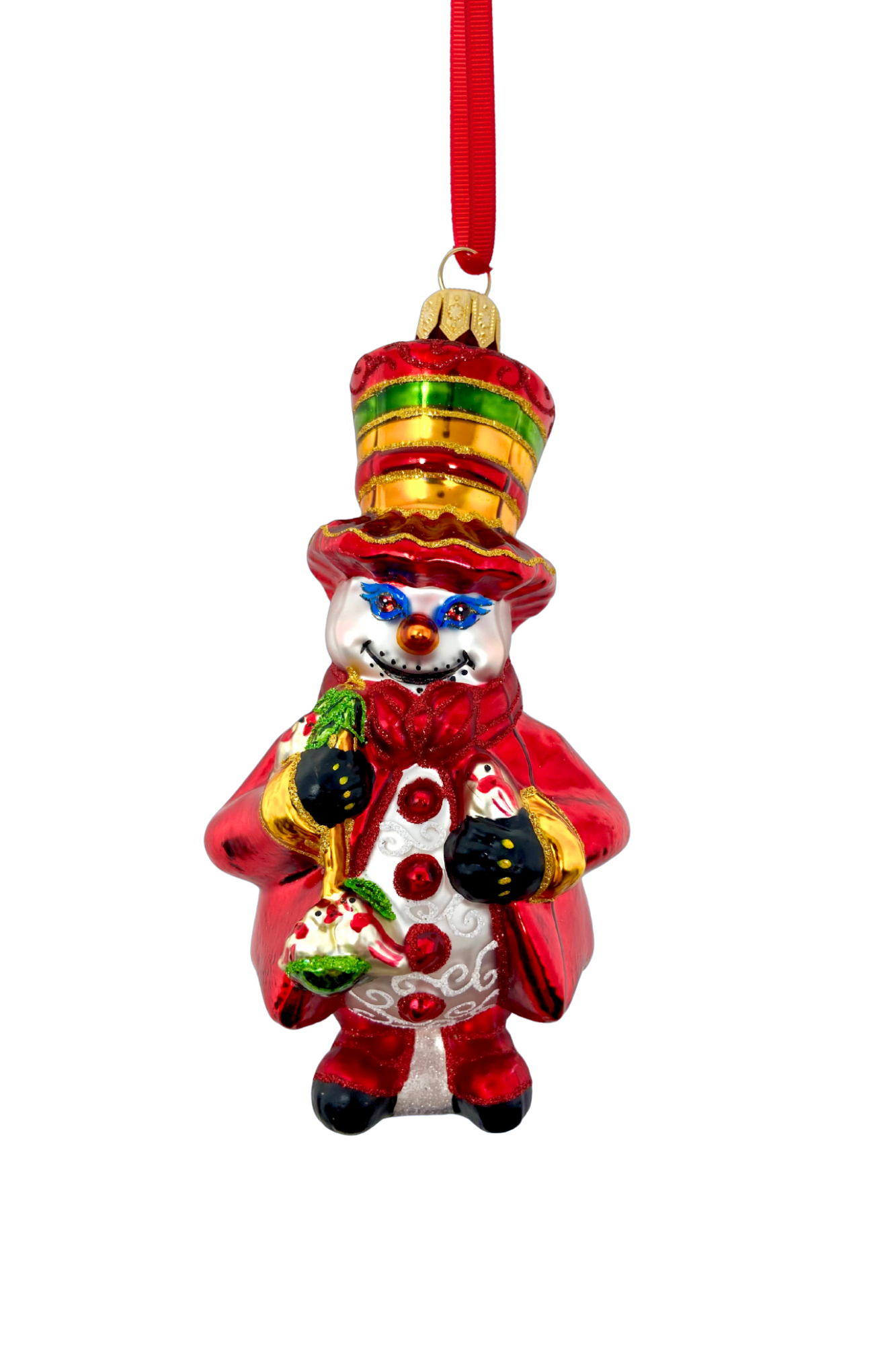 Cinnamon Spice Snowman Glass Ornament