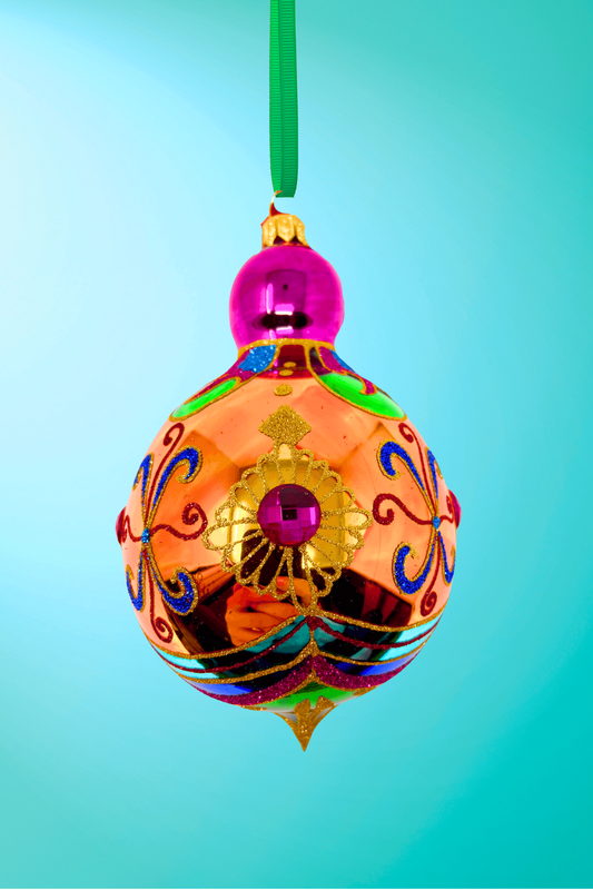 Citrine Sparkling Gem Glass Christmas Bauble