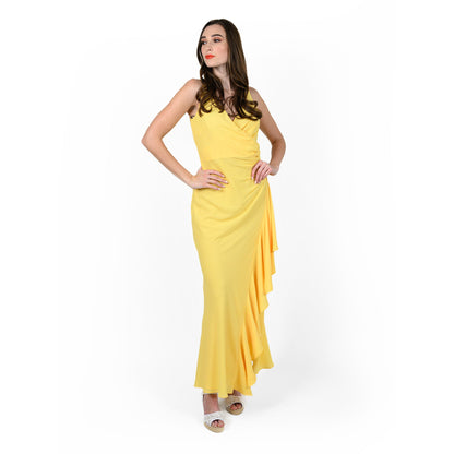 Asymmetric Flounced Wrap Dress