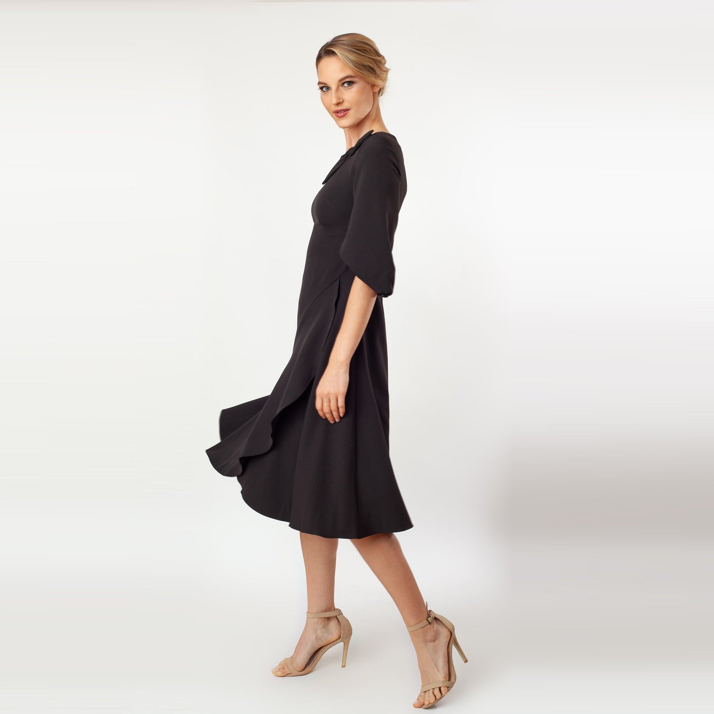 Tulip Sleeve T-length Fit & Flare Dress