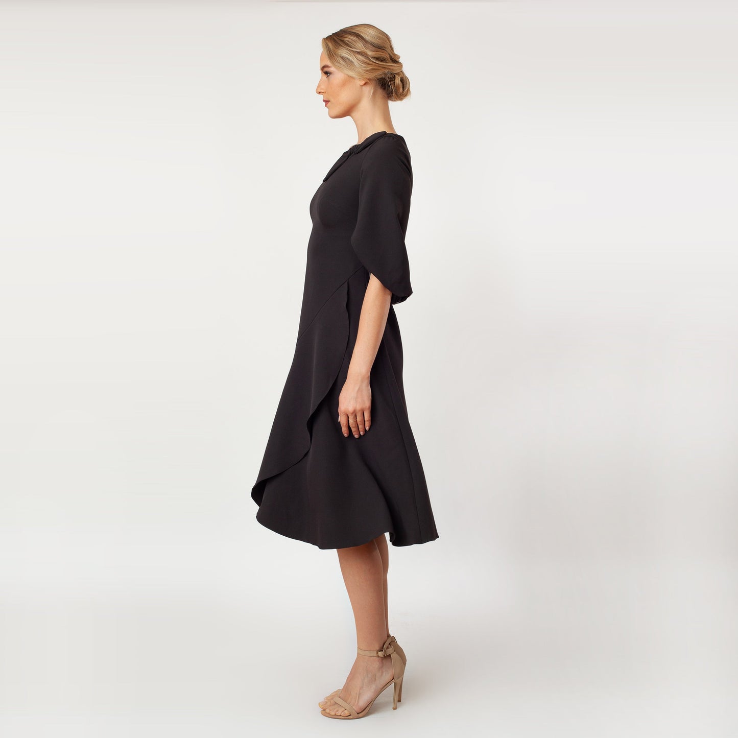 Tulip Sleeve T-length Fit & Flare Dress