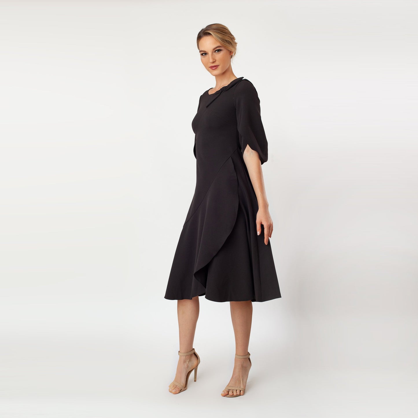 Tulip Sleeve T-length Fit & Flare Dress